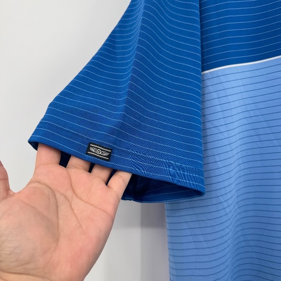 Straight Down Polo Shirt Men XL Blue Golf Performance Stripes Short Sleeves - Picture 4 of 11